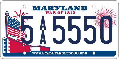 MD license plate 5AA5550