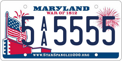 MD license plate 5AA5555