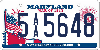 MD license plate 5AA5648