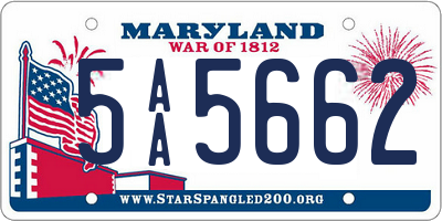 MD license plate 5AA5662