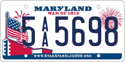 MD license plate 5AA5698