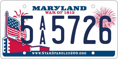MD license plate 5AA5726