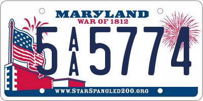 MD license plate 5AA5774