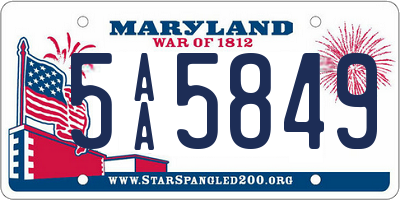 MD license plate 5AA5849