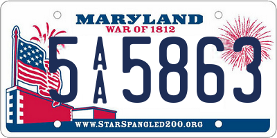 MD license plate 5AA5863