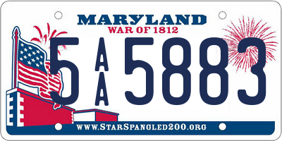 MD license plate 5AA5883