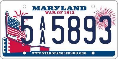MD license plate 5AA5893