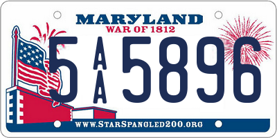MD license plate 5AA5896