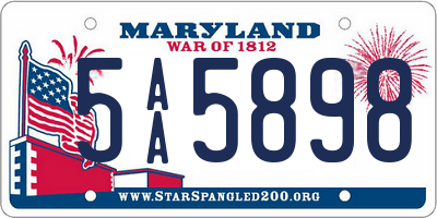 MD license plate 5AA5898