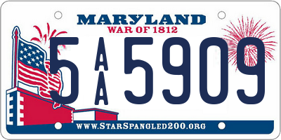 MD license plate 5AA5909