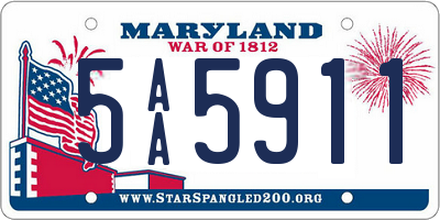 MD license plate 5AA5911