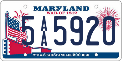 MD license plate 5AA5920