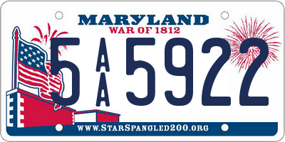 MD license plate 5AA5922