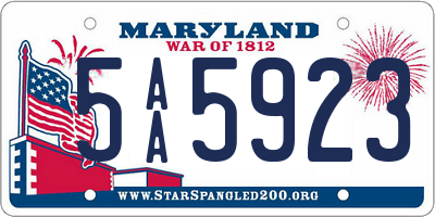 MD license plate 5AA5923