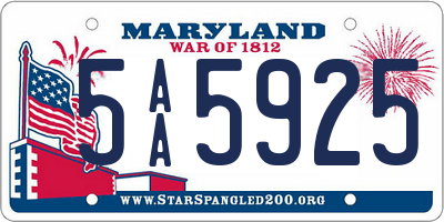 MD license plate 5AA5925