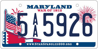 MD license plate 5AA5926