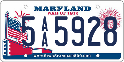 MD license plate 5AA5928