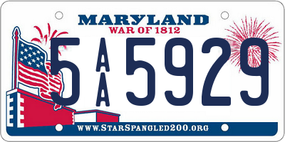 MD license plate 5AA5929