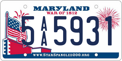 MD license plate 5AA5931