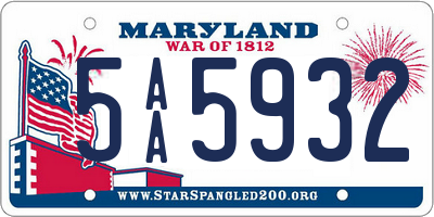 MD license plate 5AA5932