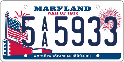 MD license plate 5AA5933