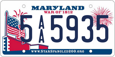 MD license plate 5AA5935