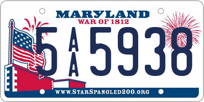 MD license plate 5AA5938