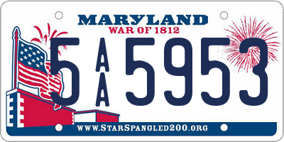 MD license plate 5AA5953