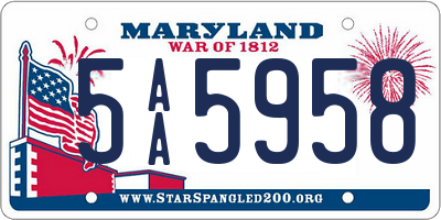 MD license plate 5AA5958