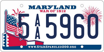 MD license plate 5AA5960