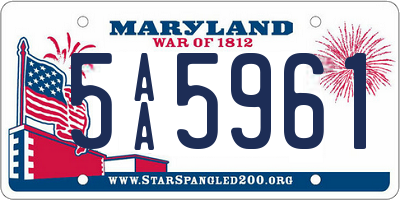 MD license plate 5AA5961