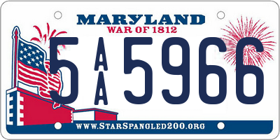 MD license plate 5AA5966