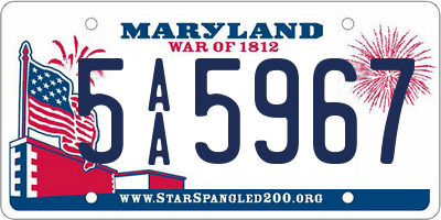 MD license plate 5AA5967