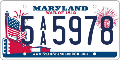 MD license plate 5AA5978