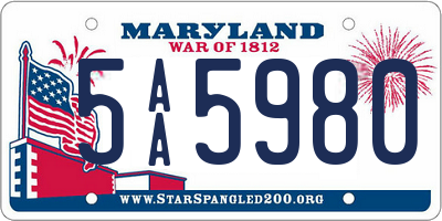 MD license plate 5AA5980