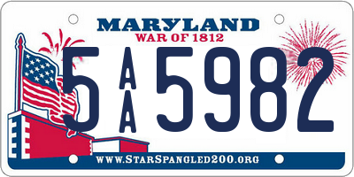 MD license plate 5AA5982