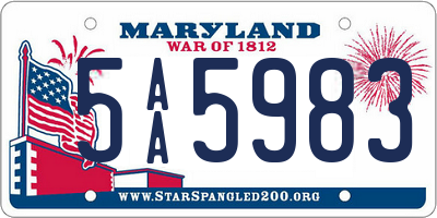 MD license plate 5AA5983