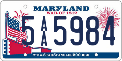 MD license plate 5AA5984