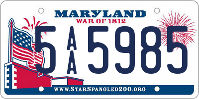 MD license plate 5AA5985