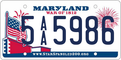 MD license plate 5AA5986