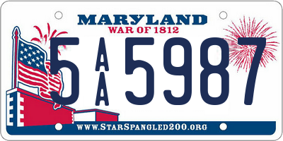 MD license plate 5AA5987