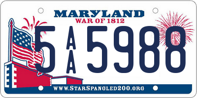 MD license plate 5AA5988