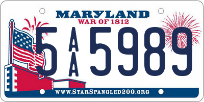 MD license plate 5AA5989