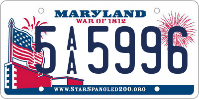 MD license plate 5AA5996