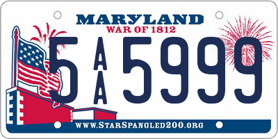 MD license plate 5AA5999