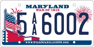 MD license plate 5AA6002