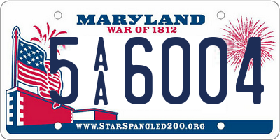 MD license plate 5AA6004