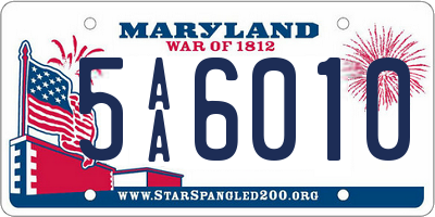 MD license plate 5AA6010