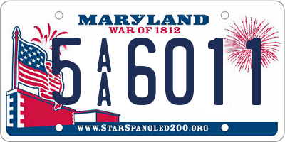 MD license plate 5AA6011