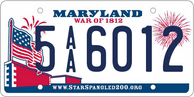 MD license plate 5AA6012